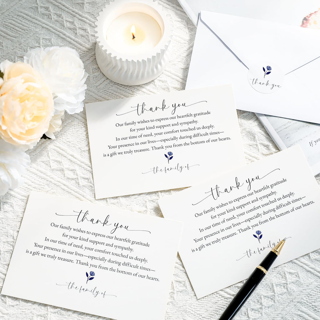 Slyitokbhr Thank You cards for Funeral with Envelopes Message Inside, 50 Pack 4×6 Inch Sympathy Thank You Cards After Funeral Notes