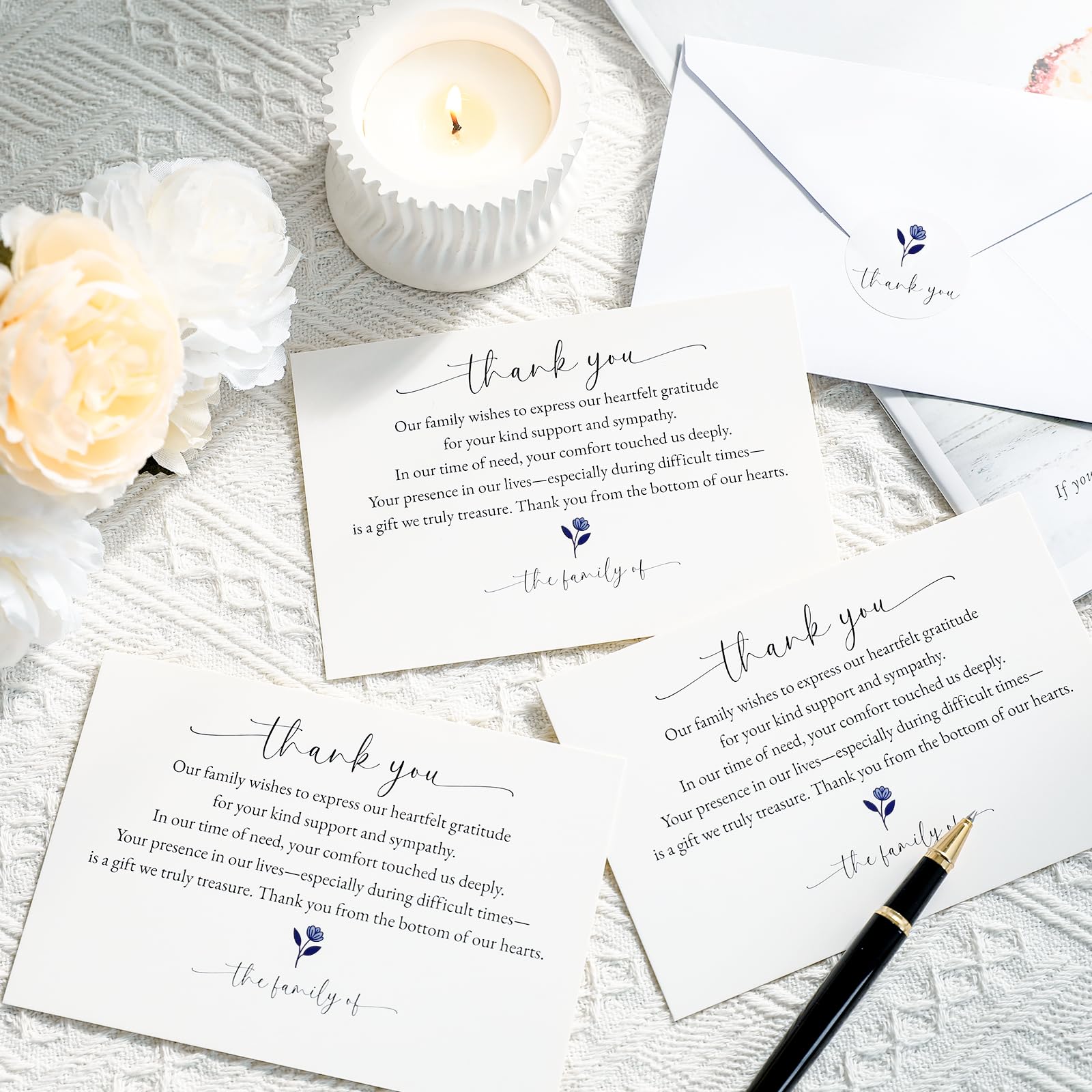 Slyitokbhr Thank You cards for Funeral with Envelopes Message Inside, 50 Pack 4×6 Inch Sympathy Thank You Cards After Funeral Notes