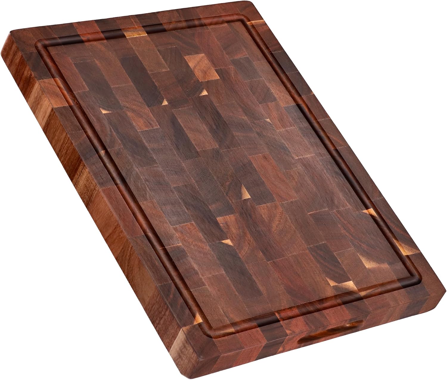 Ziruma End Grain Butcher Block Cutting Board - 1.5" Thick Acacia Wood | 16" x 11" Chopping Board, Beeswax Conditioned