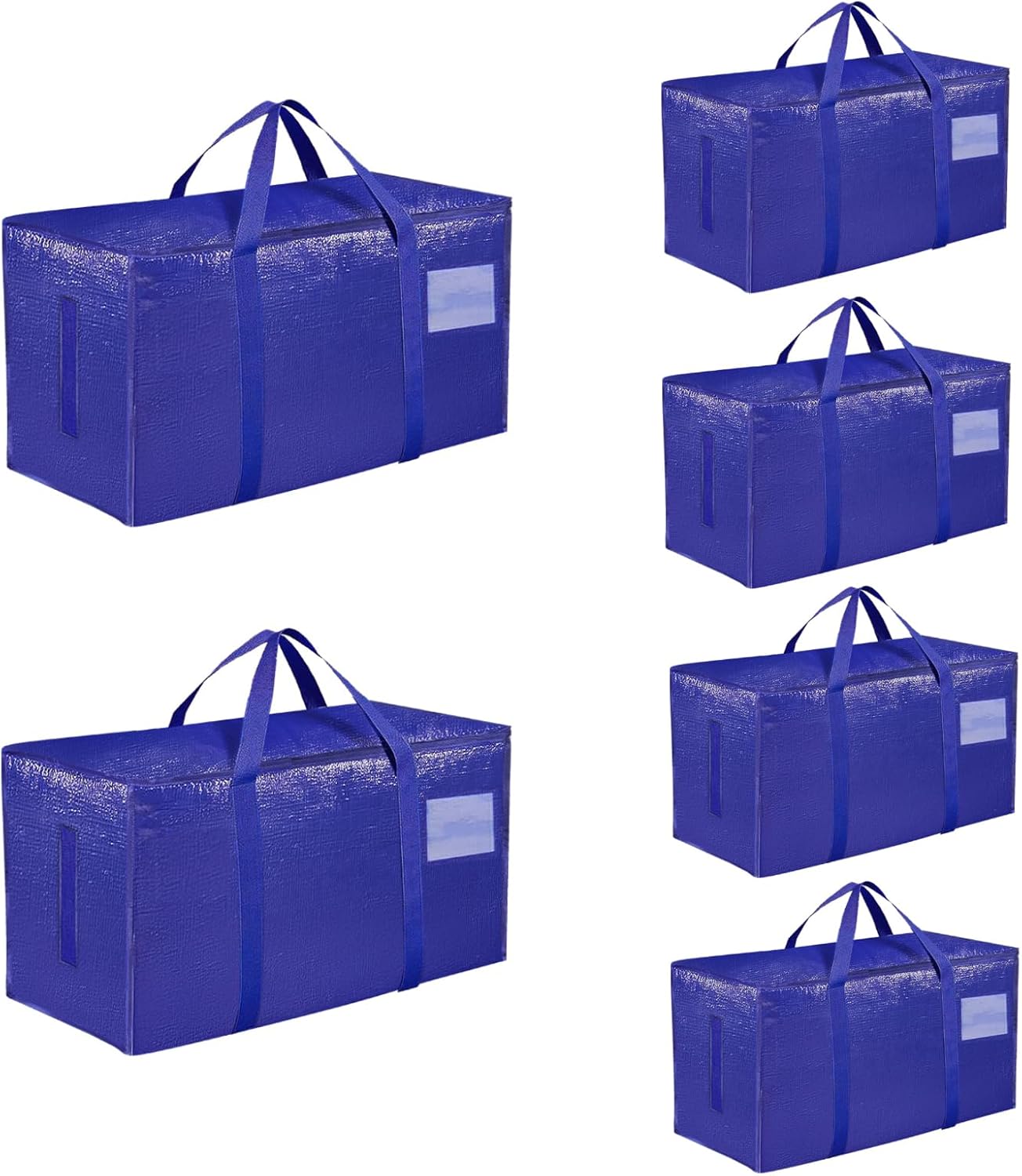 Skiennix Extra Large Heavy Duty Moving Bags - Waterproof Storage Totes with Handles & Zippers | Foldable for College Dorm (Blue)