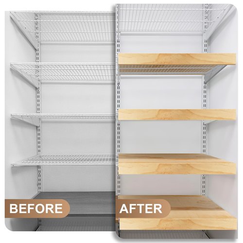 laapee Wire Shelf Covers for Closet & Pantry | Solid Wood Shelf Covers 8mm Thick | Tool-Free Removable 24x12 Inch | Rustic Design for Kitchen & Home (4 Pack)
