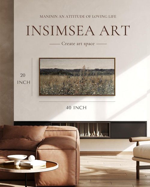 InSimSea Extra Large Vintage Wall Art - Flower Meadow Canvas Print for Living Room | 20x40 Inch