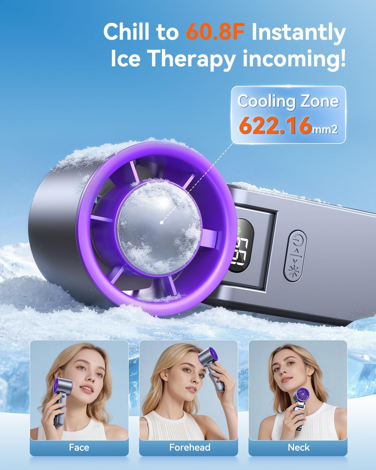 Skiennix Portable Handheld Turbo Fan - 199 Speed Personal Cooler with 20H Battery Life | Grey Purple