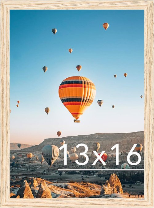 JCJMY 13x16 Picture Frame - Wall Mountable for Horizontal or Vertical Display | Shatter-Resistant Plexiglass, Natural Finish