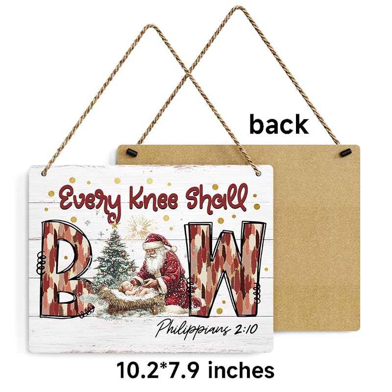 Nativity Scene Wooden Hanging Sign - 8x10 in Christmas Decoration (Variation: Nativity Scene-2)