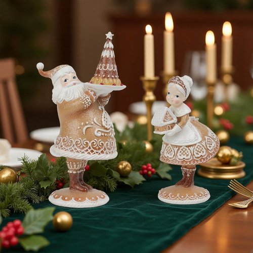 Braxio Gingerbread Christmas Decor Resin Gingerbread Santa Christmas Decorations Indoor Home Living Room Decor 6.5 * 4.5 * 11.25 Inch