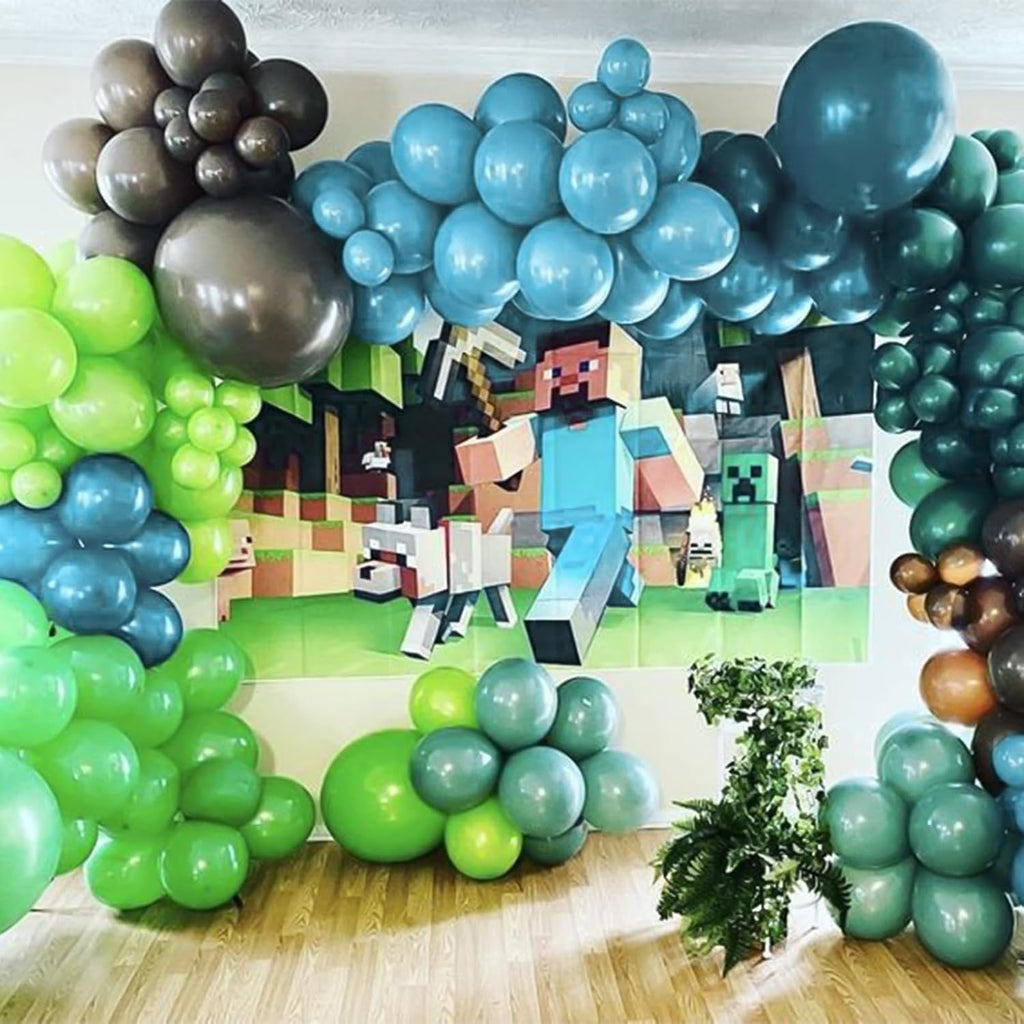 RUBFAC Blue & Green Balloons - 129pcs in 5-18 Inch Sizes for Garland & Arch | Perfect for Parties & Events