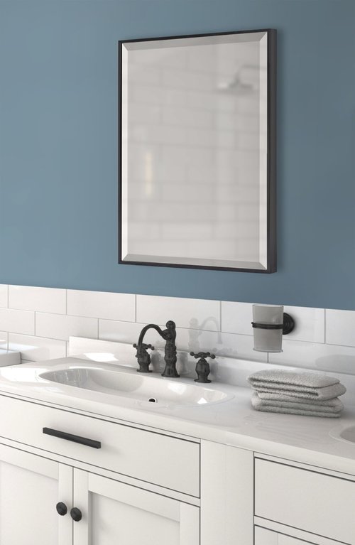 Kate and Laurel Rhodes Modern Decorative Rectangle Wall Mirror, 18.75" x 24.75", Black, Contemporary Wall Decor