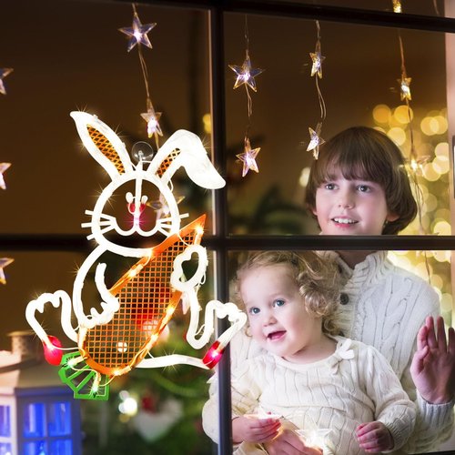 LAMPHOME 17 Inch Lighted Easter Bunny Rabbit Spring Window Silhouette