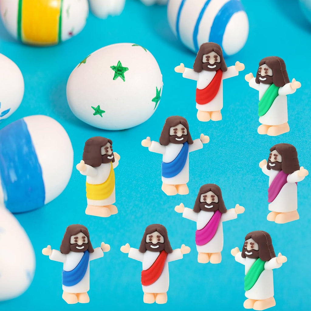 Mini Jesus Figurines by [Brand Name] - 25 Pcs Multi-Color Religious Figures for Baptism & Easter Gifts
