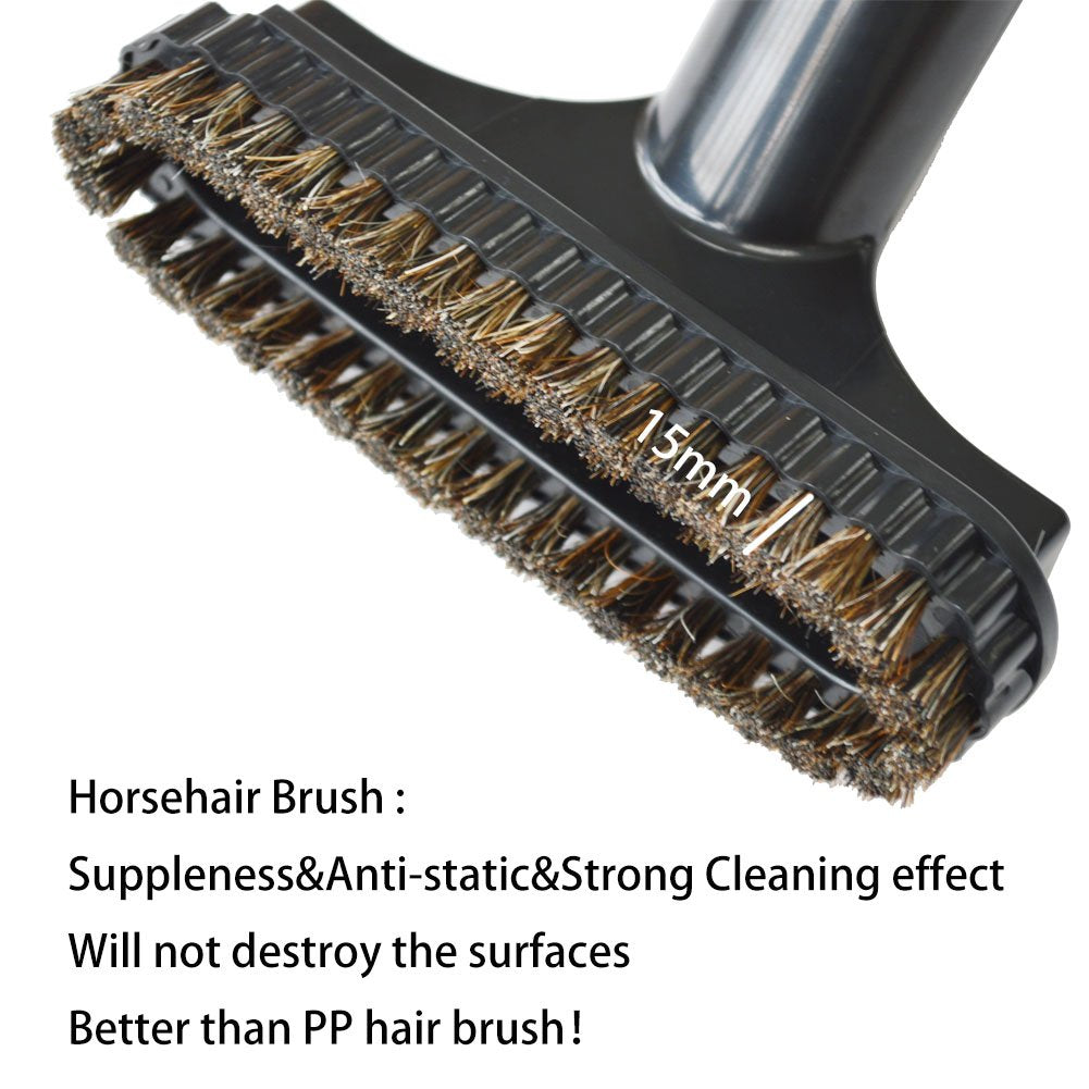 EZ SPARES Vacuum Cleaner Universal 1 1/4 inches (32mm) Soft Horsehair Mirror Simple Sense Brush Fits Most Brand 6-inch Accepting 1.25'' Attachment