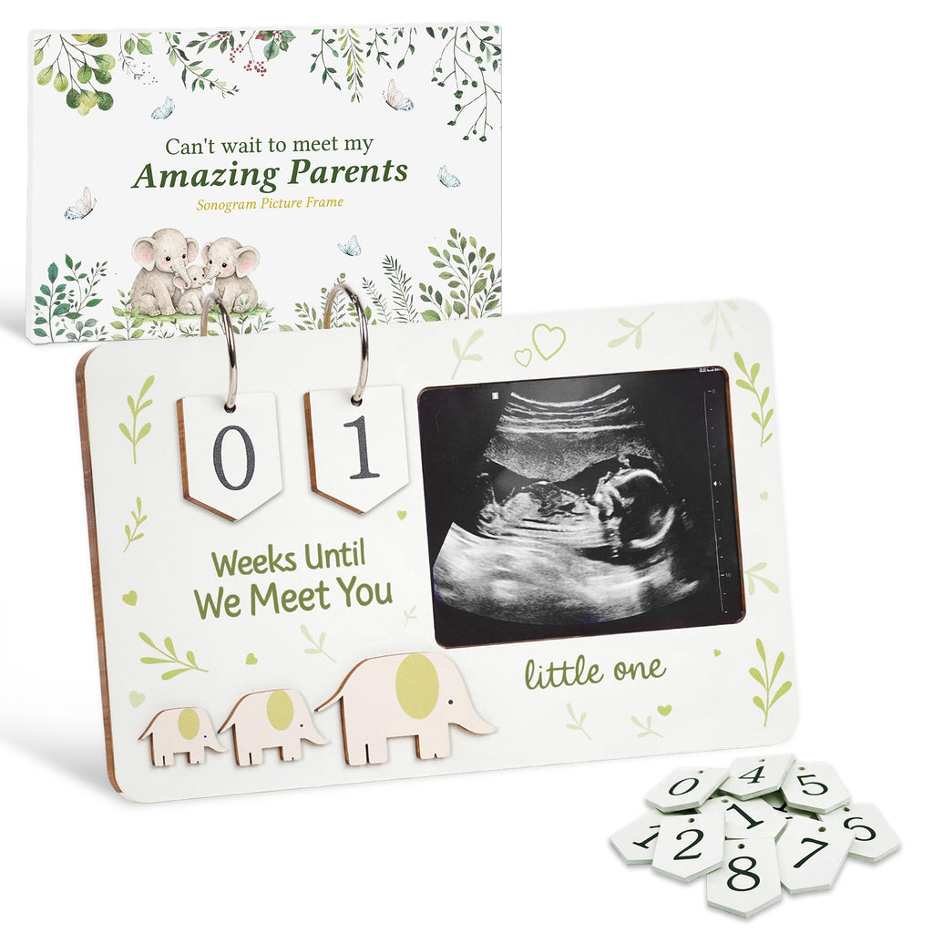 Sensemory Sonogram Picture Frame, Ultrasound Picture Frames with Baby Countdown Weeks, Best Pregnancy Gifts for Expecting Mom, First Mothers Day Gifts for New Mom, New Parents, Moms Dad To Be (White)