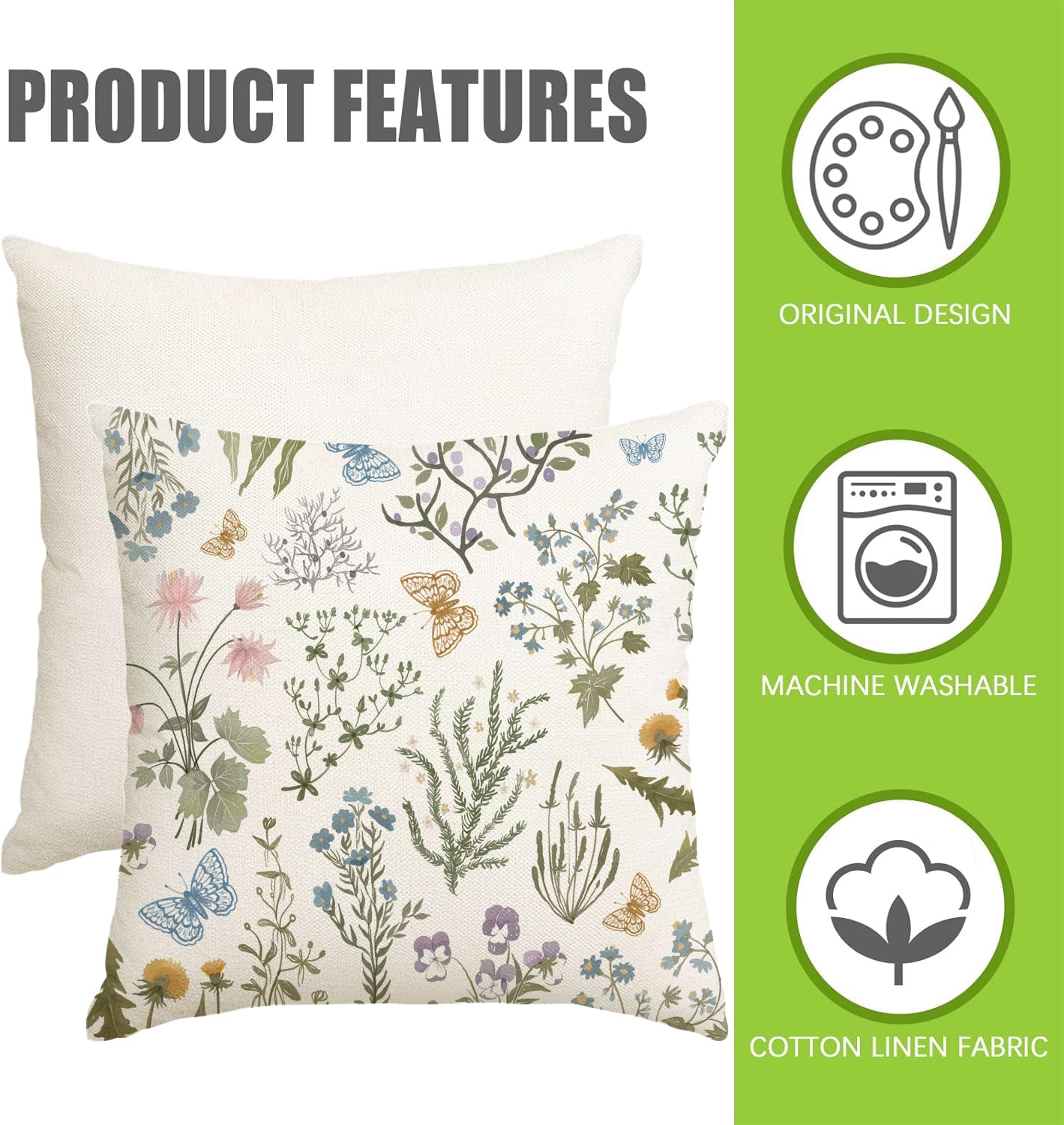 ARGOOFG Outdoor Spring Pillow Covers 18x18 Inch Set of 2,Waterproof Daisy Throw Seasonal Floral Outdoor Decorative Square Linen Farmhouse Decor Cushion Covers for Home Sofa Bed Couch Pillow Covers