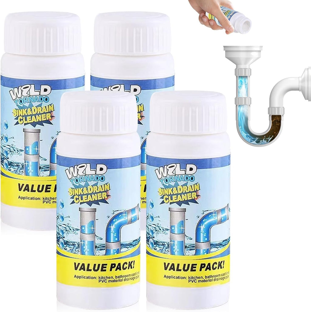 4pc Wild Tornado Pipe Dredge,Powerful Sink Cleaner for Kitchen Toilet Pipeline Quick Cleaning Tool- Wild Tornado Pipe Cleaner