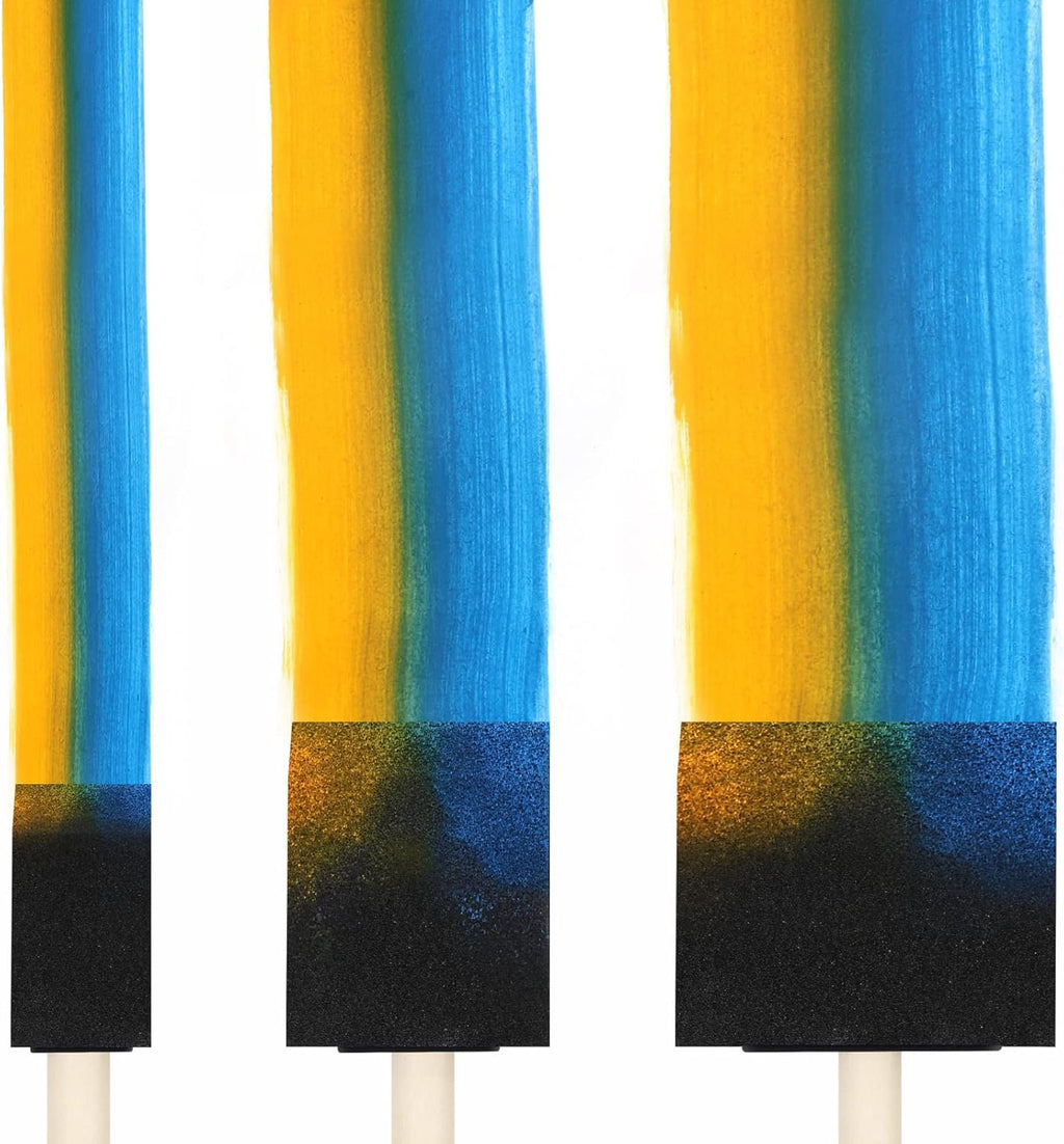 Skiennix Foam Paint Brushes - 24 Pcs Wood Handle Sponge Brushes for Painting & DIY Crafts | 1'', 2'', 3'' Sizes