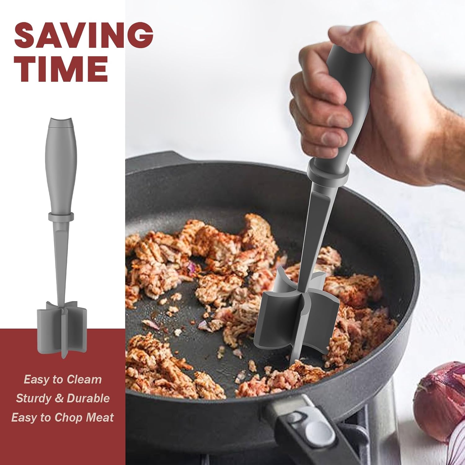 Skiennix Meat Chopper Set - Premium Heat Resistant Hamburger Grinder | 2 Pcs Black & Grey