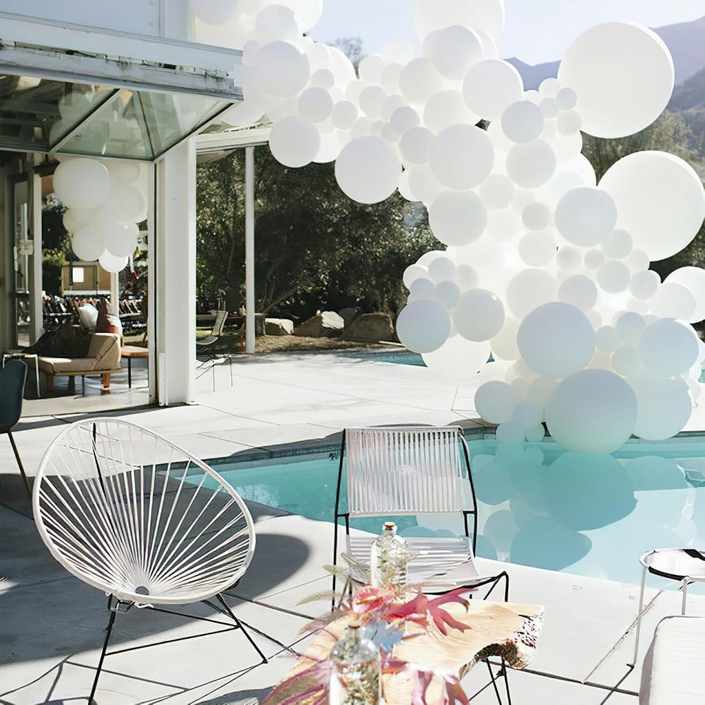 PartyWoo White Balloons - 155-Piece Matte Latex Balloon Arch Kit for Weddings & Celebrations | 5-12 Inch Sizes