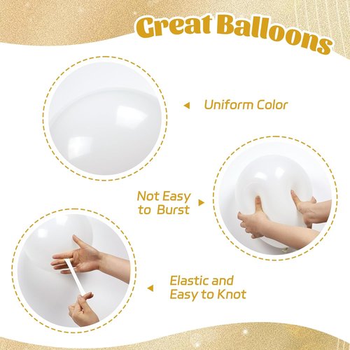 60pcs Gold & White Balloons - 12-Inch Metallic Confetti Balloons for Graduation, Wedding & Birthday Decor