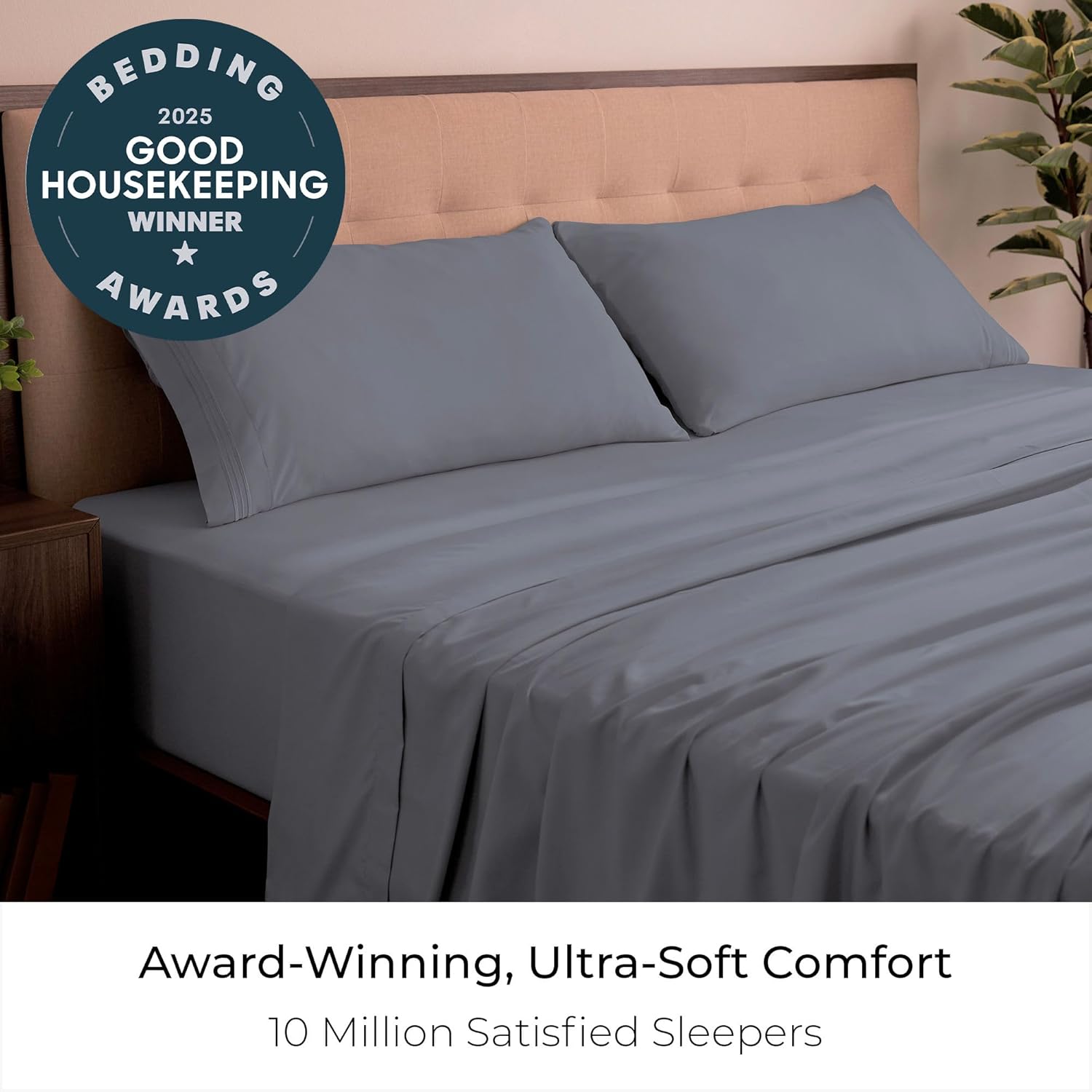Mellanni King Sheets Set - 4 PC Hotel Luxury Bedding | Extra Soft, Cooling, Wrinkle-Resistant (King, Mineral Gray)