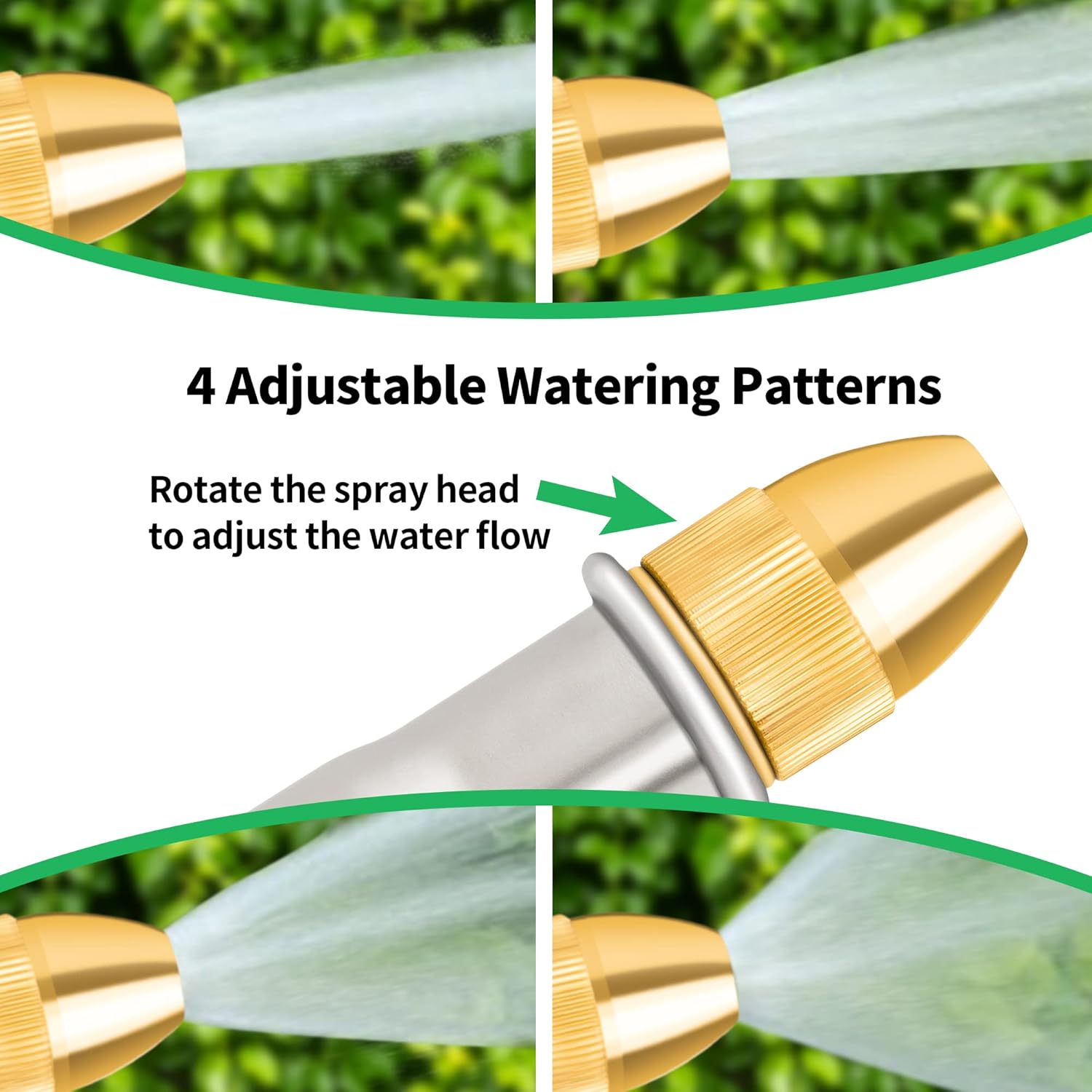 AUTOMAN Garden Hose Nozzle - Heavy Duty Metal Sprayer with 4 Patterns for Watering & Washing