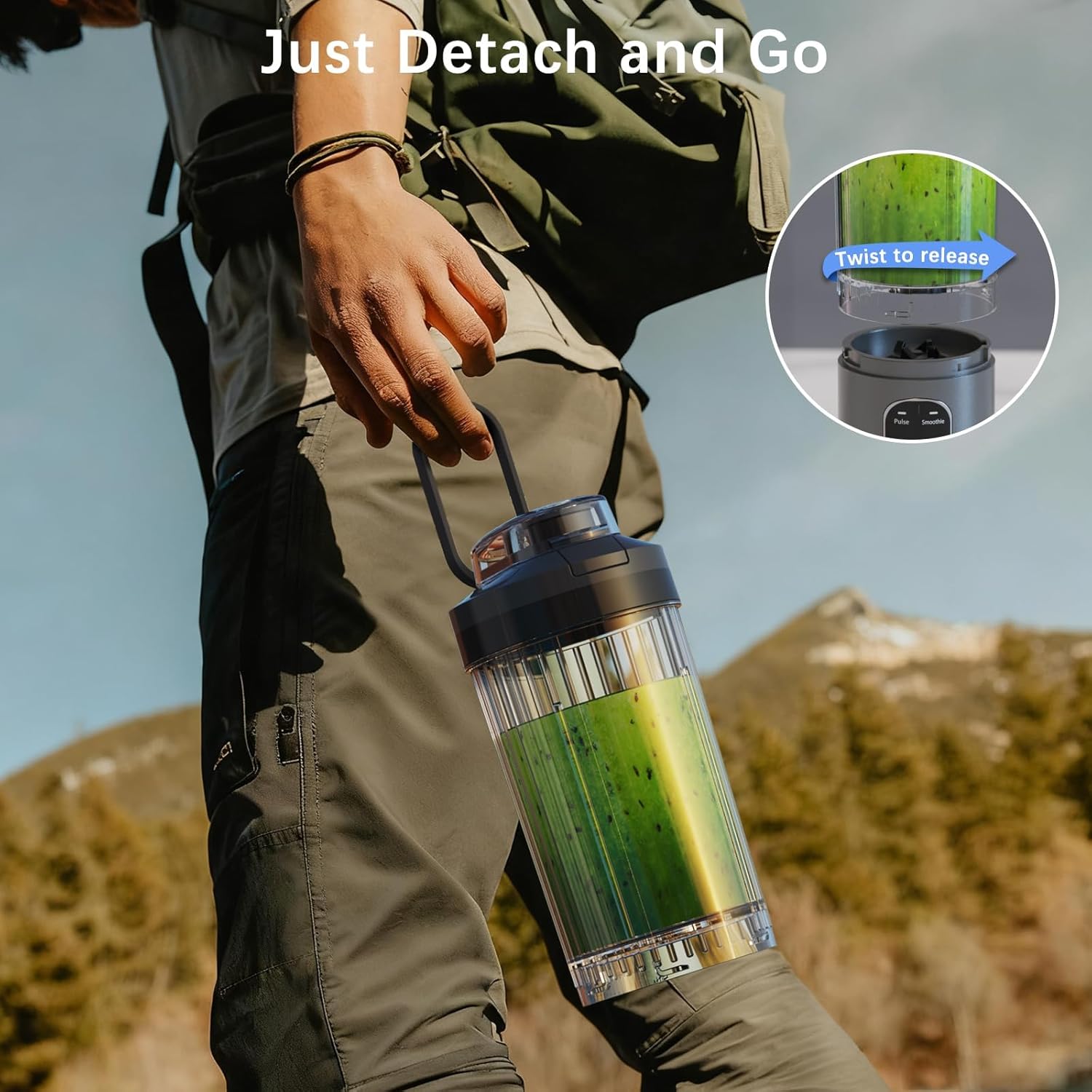 Skiennix Personal Blender - Portable Smoothie Maker with 4 Programs | Cordless & USB-C Rechargeable, 18 oz