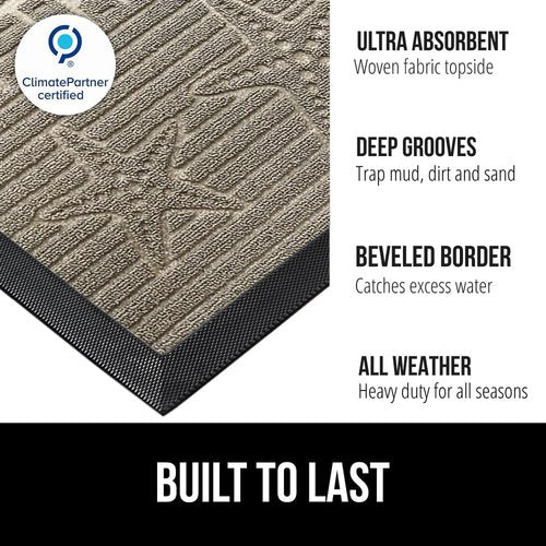 GORILLA GRIP Waterproof All-Season WeatherMAX Doormat - 35x23 Natural Rubber, Stain & Fade Resistant, Easy Clean