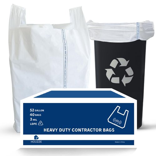 Heavy Duty Contractor Trash Bags with Handles – 52 Gallon, 40 Count | 3 MIL Thick, Extra Large Garbage Bags for Yard Waste, Construction, Lawn & Commercial Use | Secure Branded Knot for Easy Handling