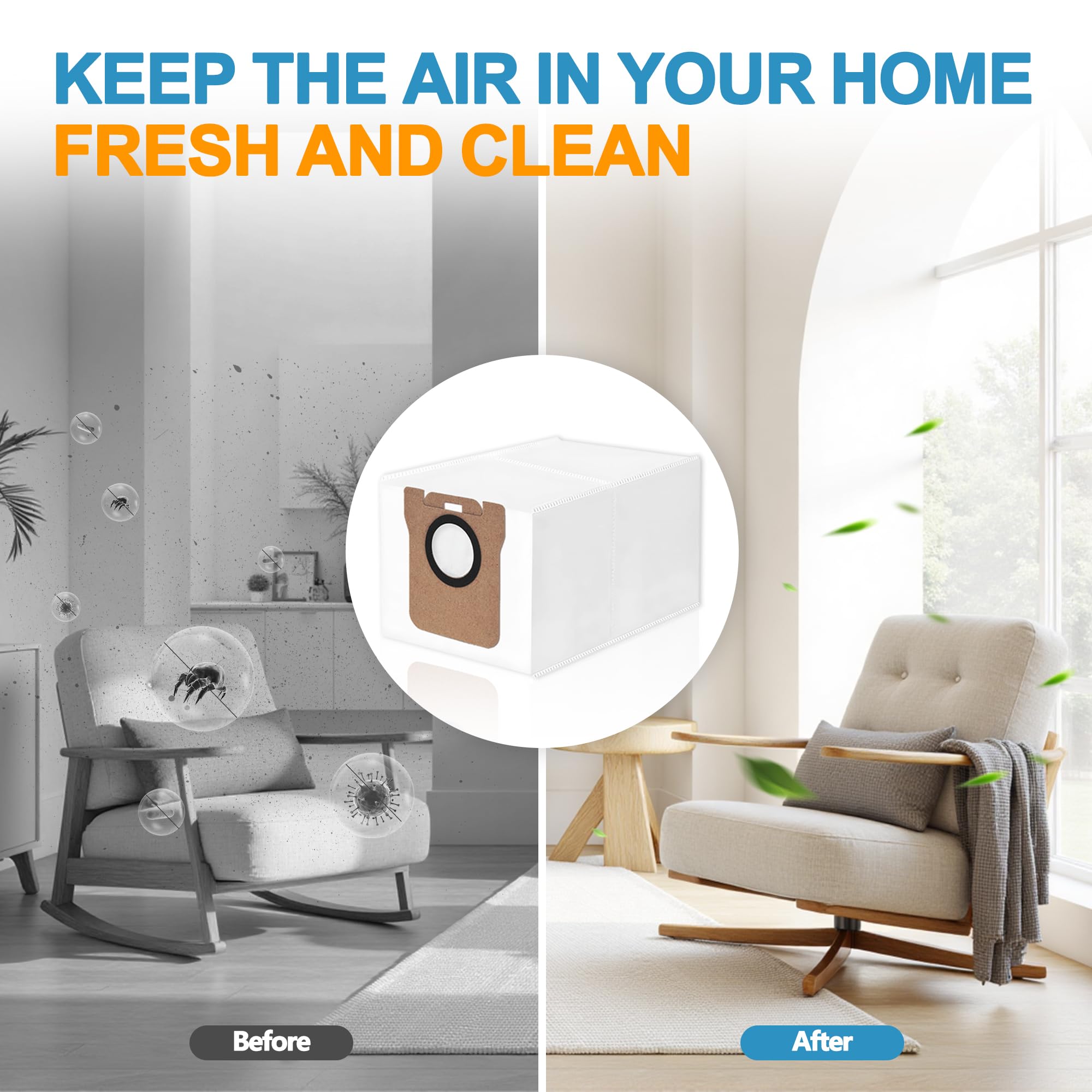 14 Packs Vacuum Dust Bag Compatible with Dreame L10 Ultra / L10s Ultra / L20 Ultra / L30 Ultra / X20 Pro / X20 Pro Plus Robot Vacuum, 3L Large Capacity Auto-Seal Replacement Bag Accessories Set