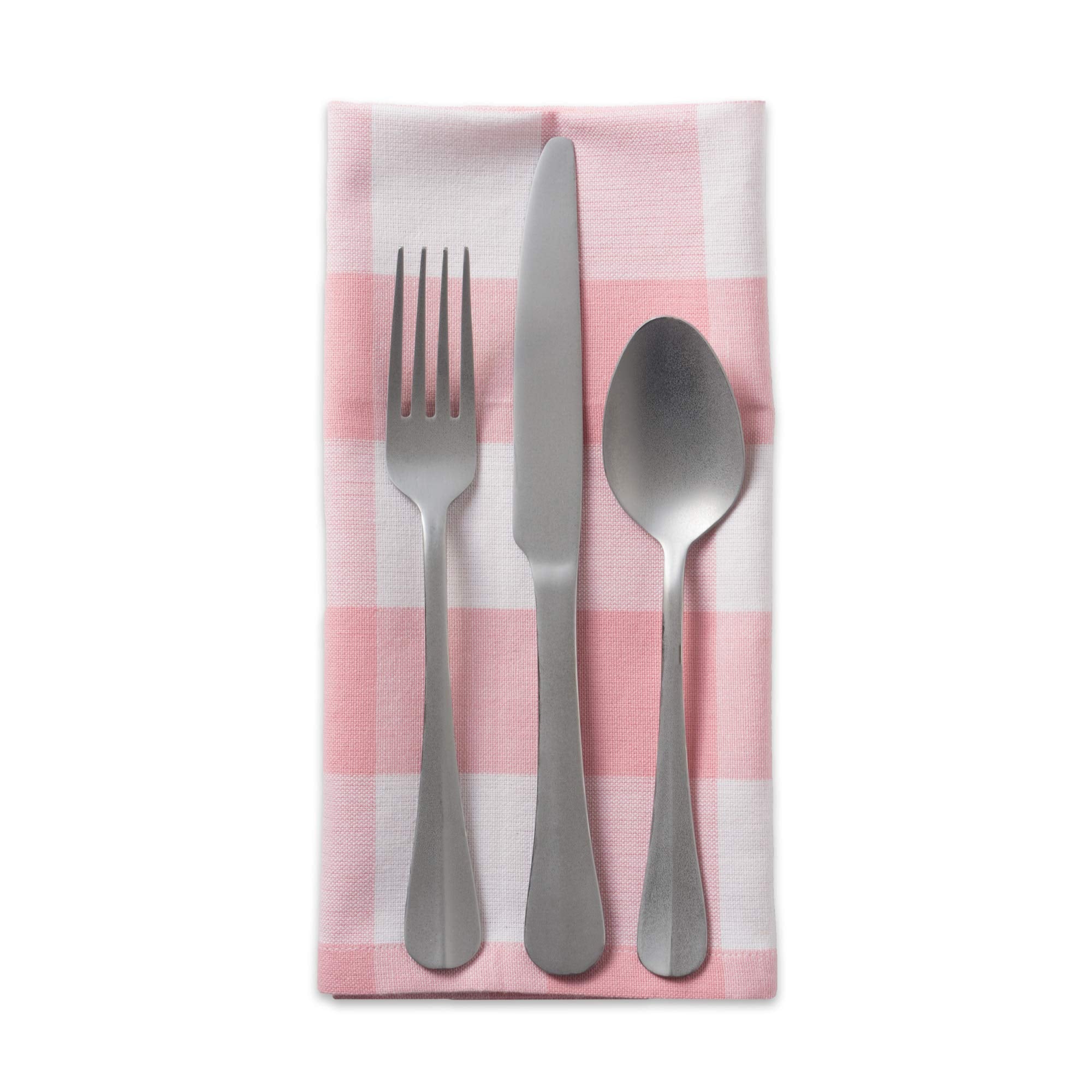 DII Buffalo Check Collection, Classic Farmhouse Cloth Napkin Set, 20x20, Pink & White, 6 Piece