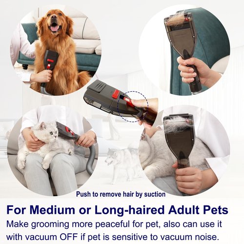 Dog Hair Vacuum Attachment for Dyson Vacuums, Pet Grooming Tool with Extension Hose and Adapter, Compatible with V6 V7 V8 V10 V11 V12 V15 Gen5 Animal Ball Upright Canister Cordless Stick Models