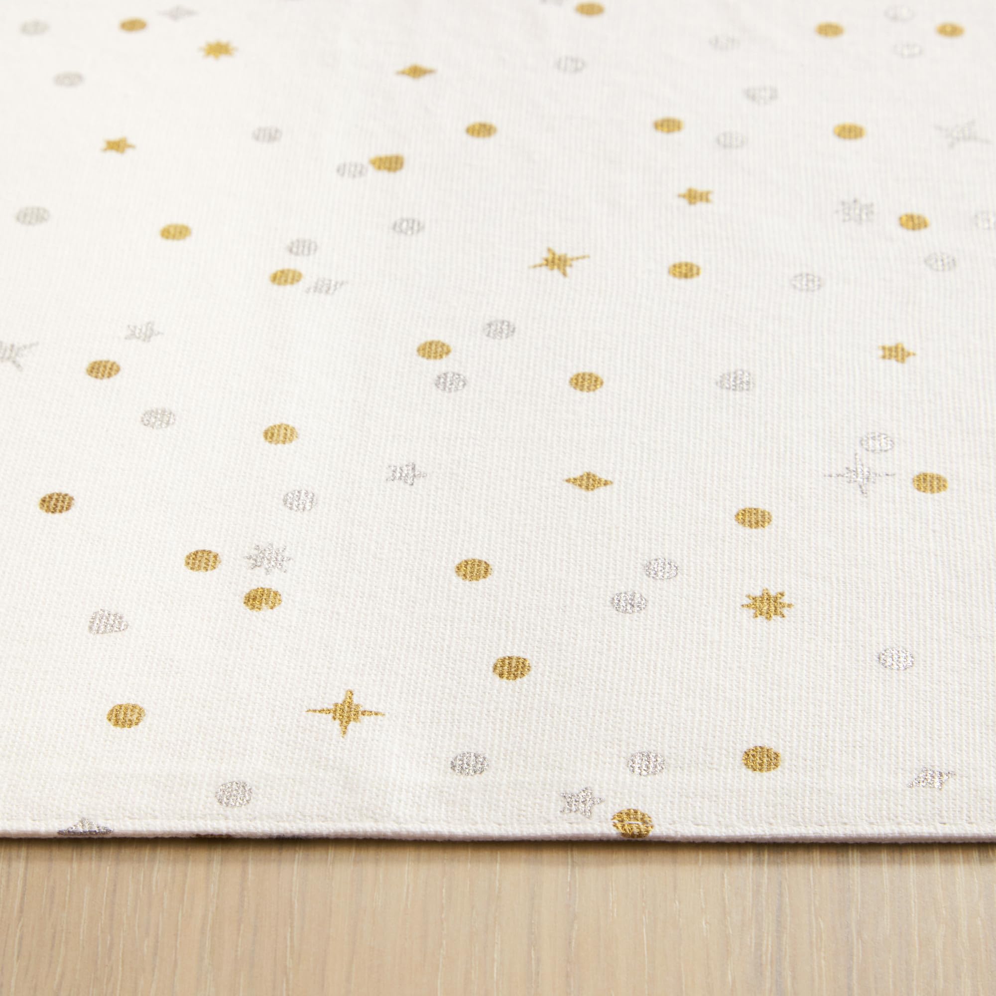 kate spade new york Celebration Confetti Dot Holiday Reversible Placemats 4-Pack Set, 100% Cotton with Metallic Print, Machine Washable, Ivory/Gold/Silver, 13"x19"