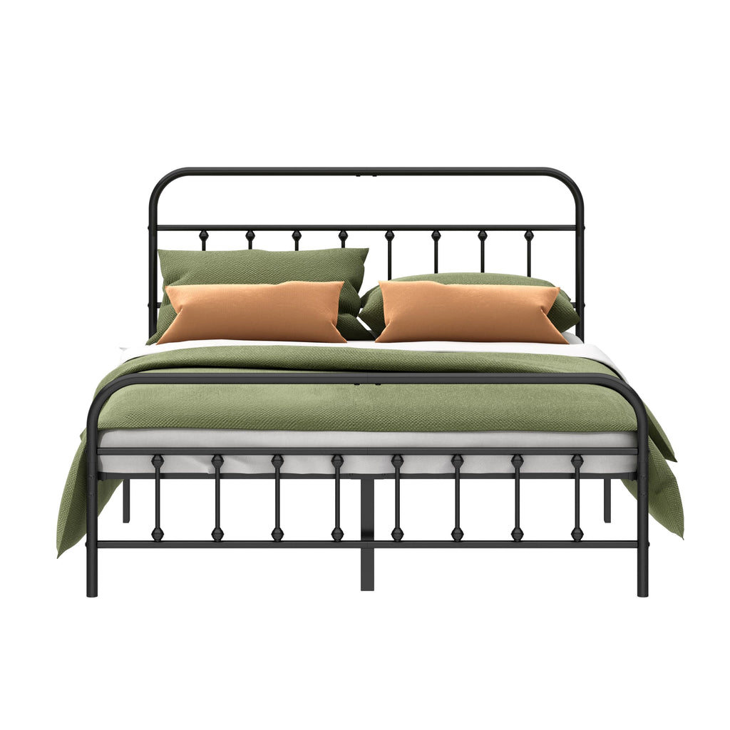 Kujielan Metal Bed Frame - Structurally Stable Heavy Duty Steel Slat Supported King Bed Frames,No Box Spring Needed for Easy Removal and Transport.