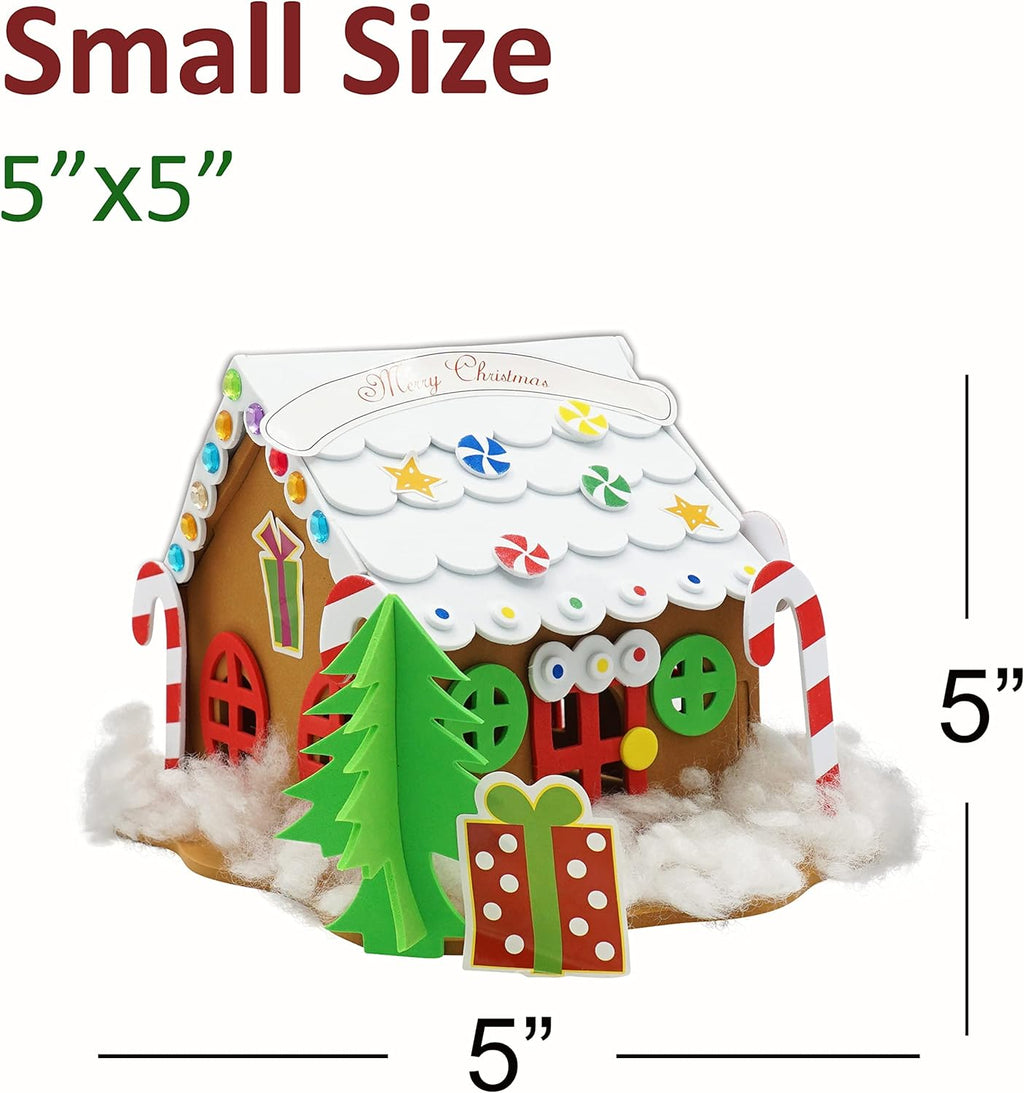 4E's Gingerbread House Craft Kit - DIY Christmas Fun for Kids | 2 Pack, Self-Adhesive Decorate & Build