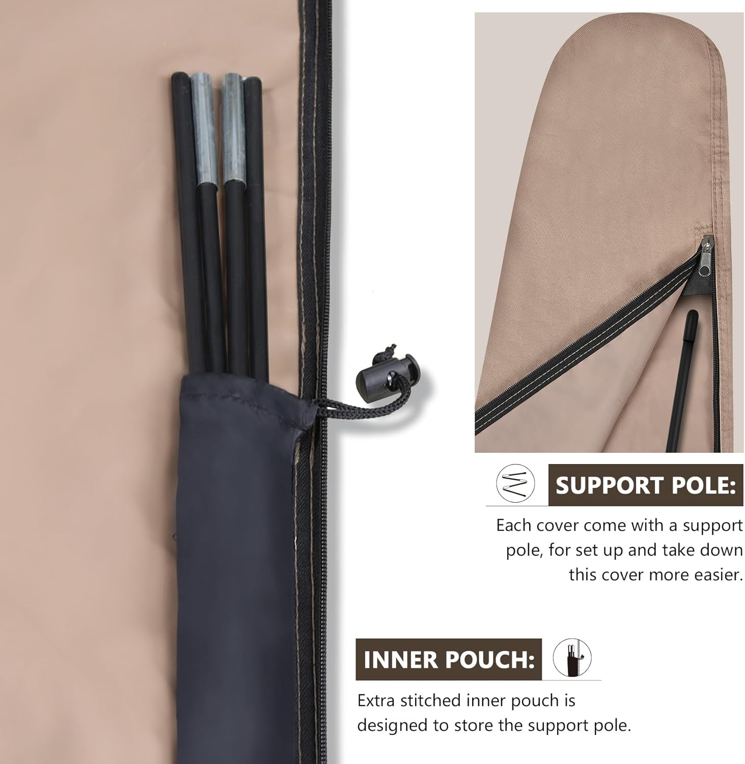 ULTCOVER Patio Umbrella Cover - 600D Waterproof Protection for 7.5-11.5 Feet Offset Umbrellas