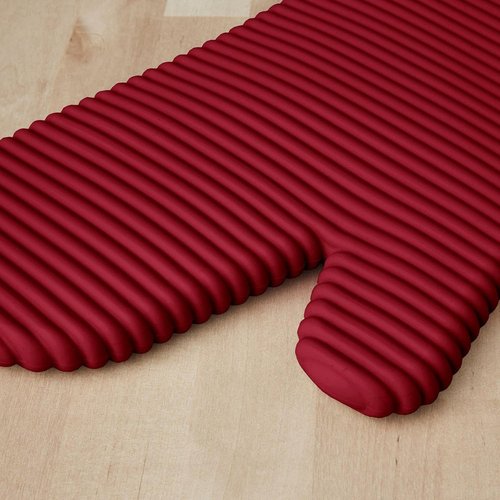 KitchenAid Ribbed Silicone Oven Mitts - 2-Pack Set, 7.5"x13", Stylish Smoked Paprika Color