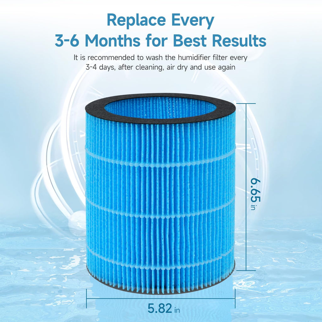 Harebery Polymer Fiber Filter for WaterFirst & Lamon MistFree Humidifier, High-Efficiency Filter Dust, Large Particles, 2 Pack