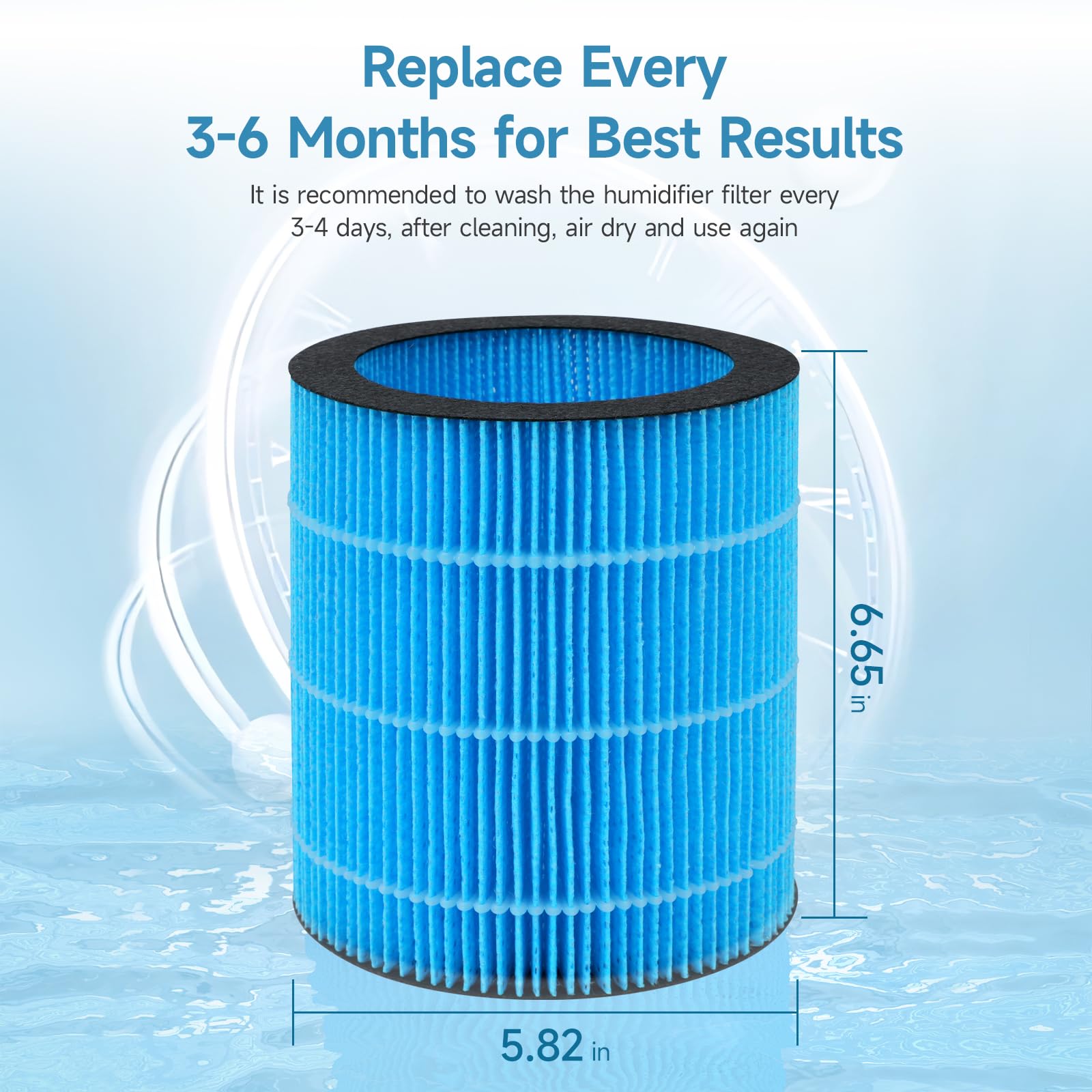 Harebery Polymer Fiber Filter for WaterFirst & Lamon MistFree Humidifier, High-Efficiency Filter Dust, Large Particles, 2 Pack