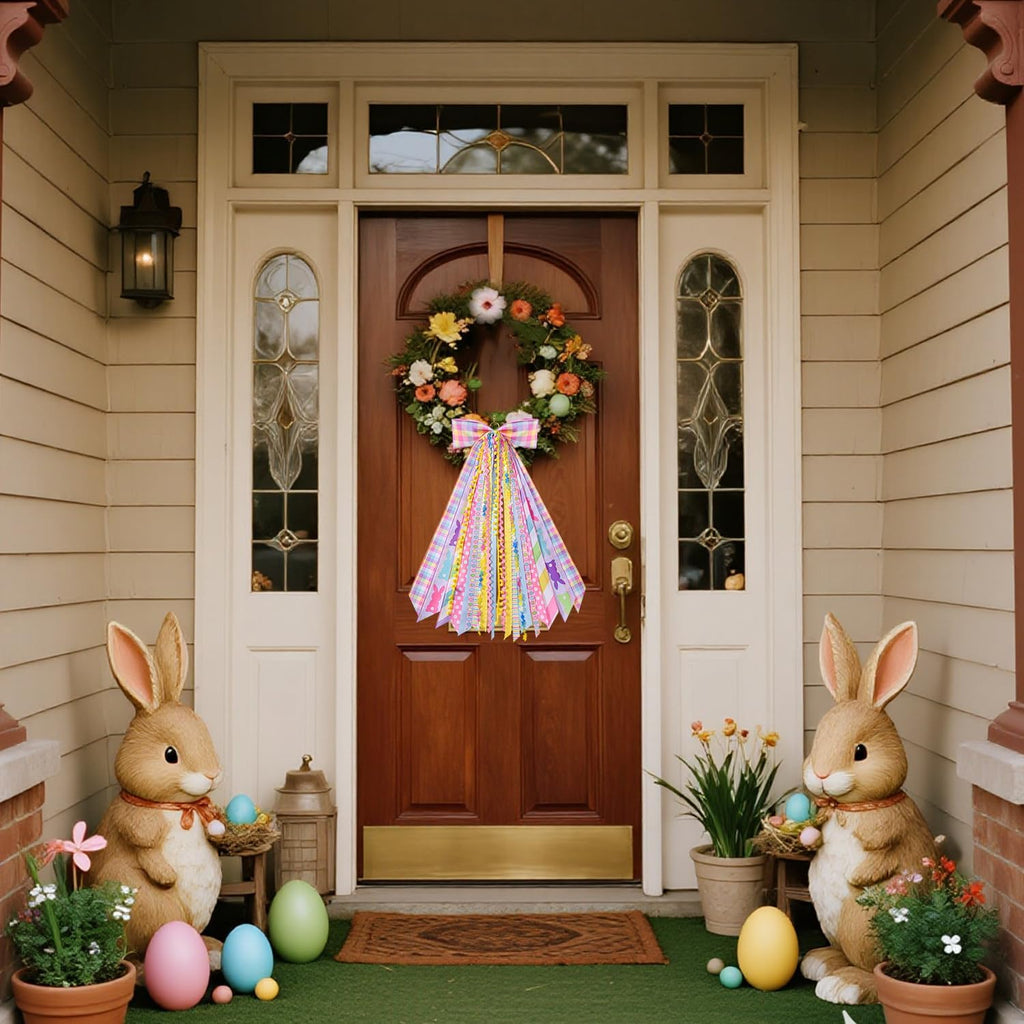 Pastel Easter Wreath Sash by [Brand Name] - Decorative Ribbon Bundle for Spring Door Decor | 1 Pack