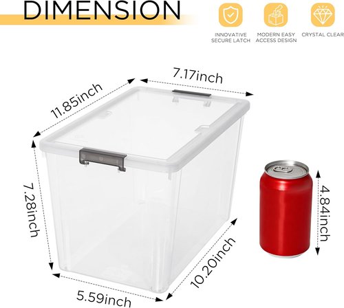 Citylife 7.8 QT Small Storage Bins - Stackable Plastic Containers with Lids | Clear White, 6-Pack