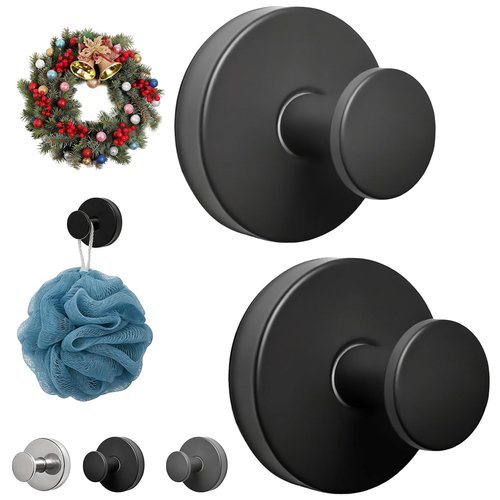 HiOKOU Wreath Hangers for Front Door Metal Suction Cup Hooks 2 Pack Removable Towel Hooks for Bathrooms Cup Hooks for Glass Window
