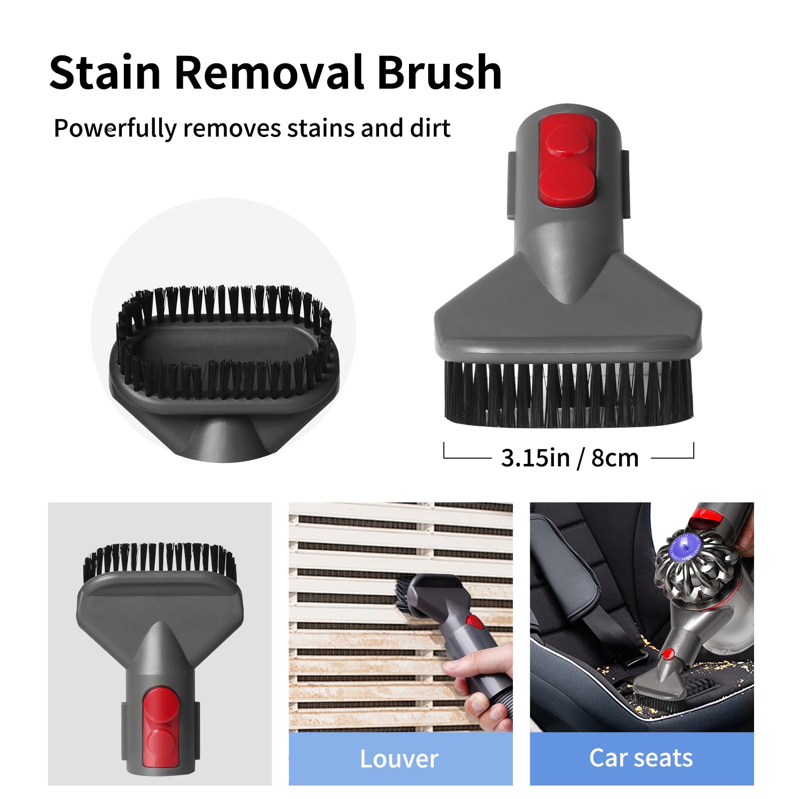 Replacement Attachment Kit compatible with Dyson V7 V8 V10 V11 V15 Absolute Animal Vacuum Cleaner, Flexible Extension Hose Mattress Tool Stiff Brush Soft Bristle Attachment, and Flexible Crevice Tool