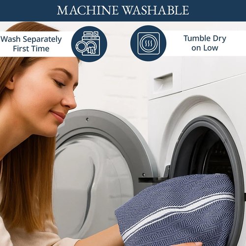 Lane Linen Kitchen Towel Set - 100% Cotton Dish Towels, Lint-Free, 6 Pack, 14"x25", Blue Chambray
