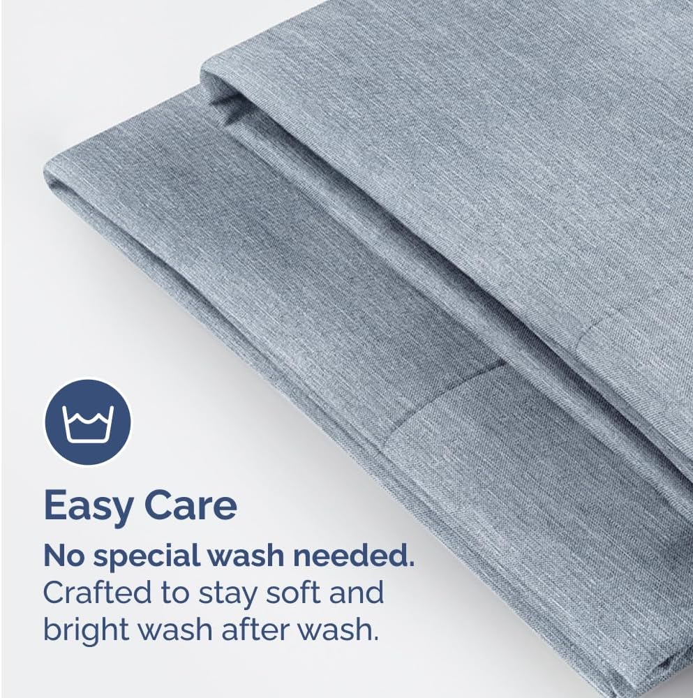 Standard Pillow Cases Set of 2 | Ultra-Soft Hotel Quality, Wrinkle-Free & Stain Resistant - Heathered Blue