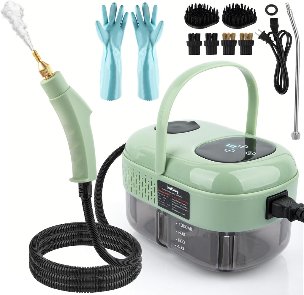 Skiennix Steam Cleaner - 2500W High Pressure Handheld Steamer with 6 Adjustable Gears | Portable for Home, Kitchen, Bathroom & Car Detailing (Green)