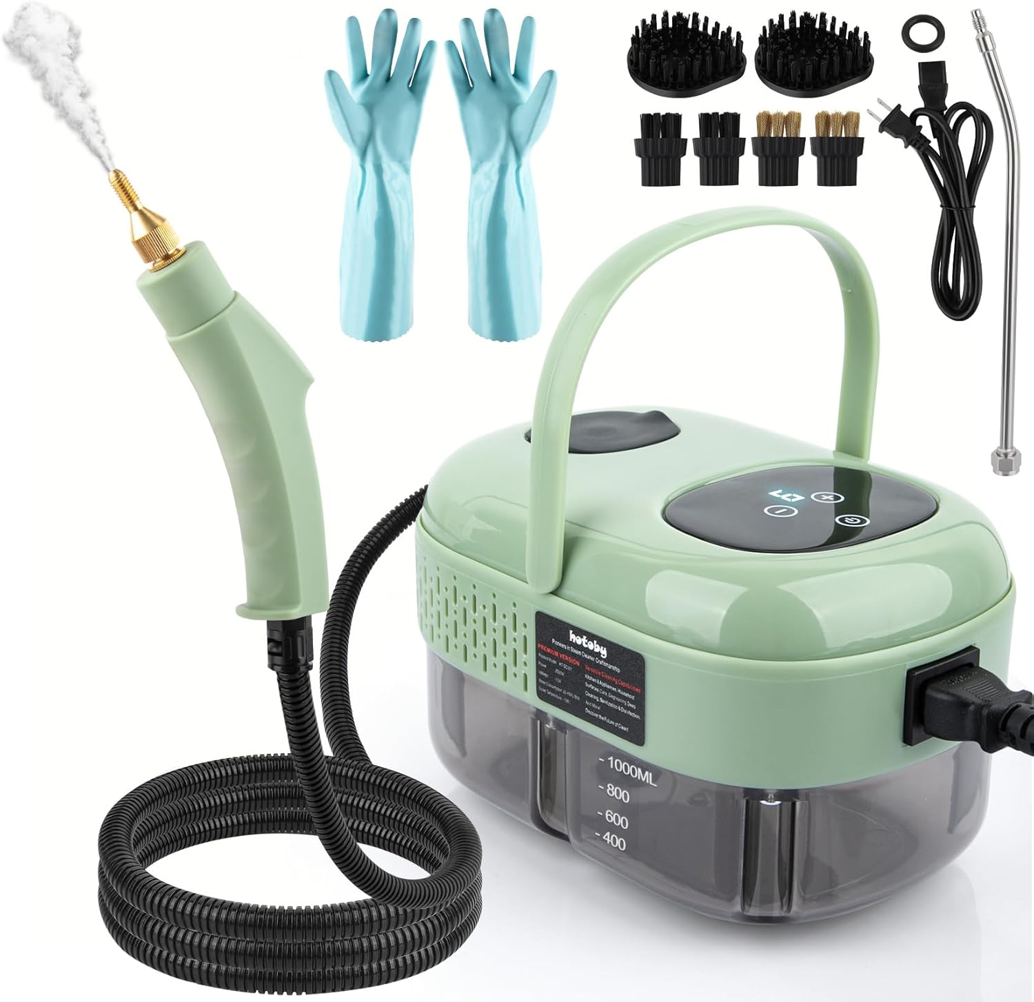 Skiennix Steam Cleaner - 2500W High Pressure Handheld Steamer with 6 Adjustable Gears | Portable for Home, Kitchen, Bathroom & Car Detailing (Green)