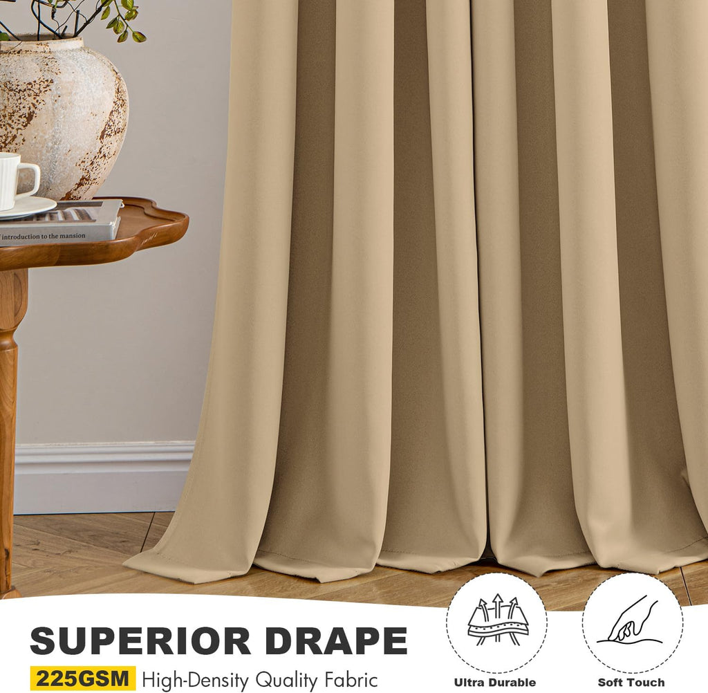 MIULEE Taupe Brown Blackout Curtains - Thermal Insulated Room Darkening Drapes | 84 Inch, 2 Panels