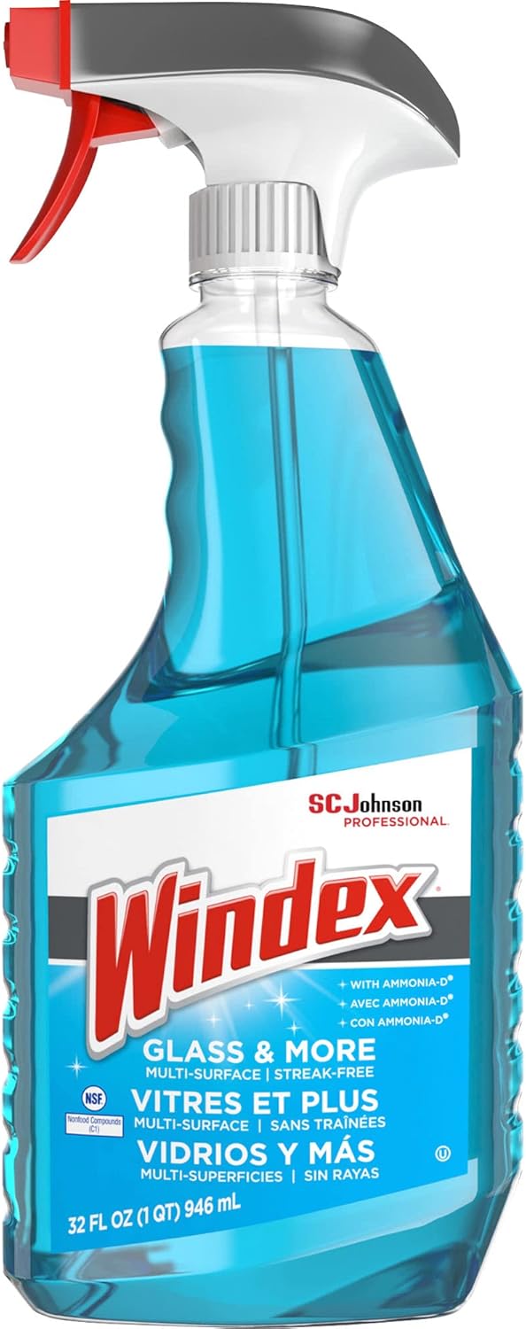 Windex Streak-Free Glass Cleaner - 32 Oz Bottle | Case of 8 for Crystal Clear Shine