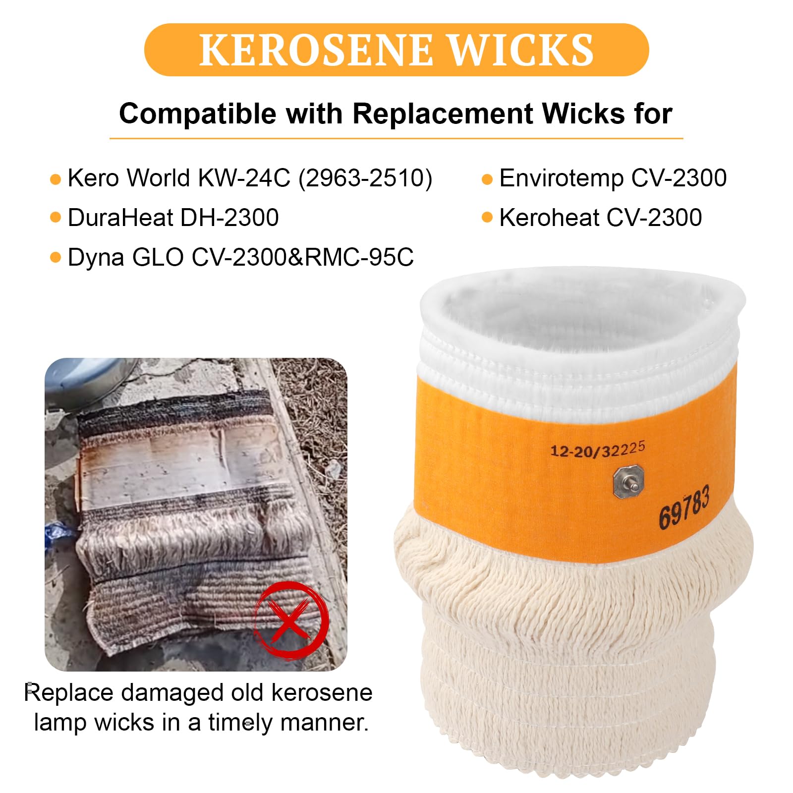 32225 Kerosene Heater Replacement Wick, Cotton & Fiberglass Heating Wick