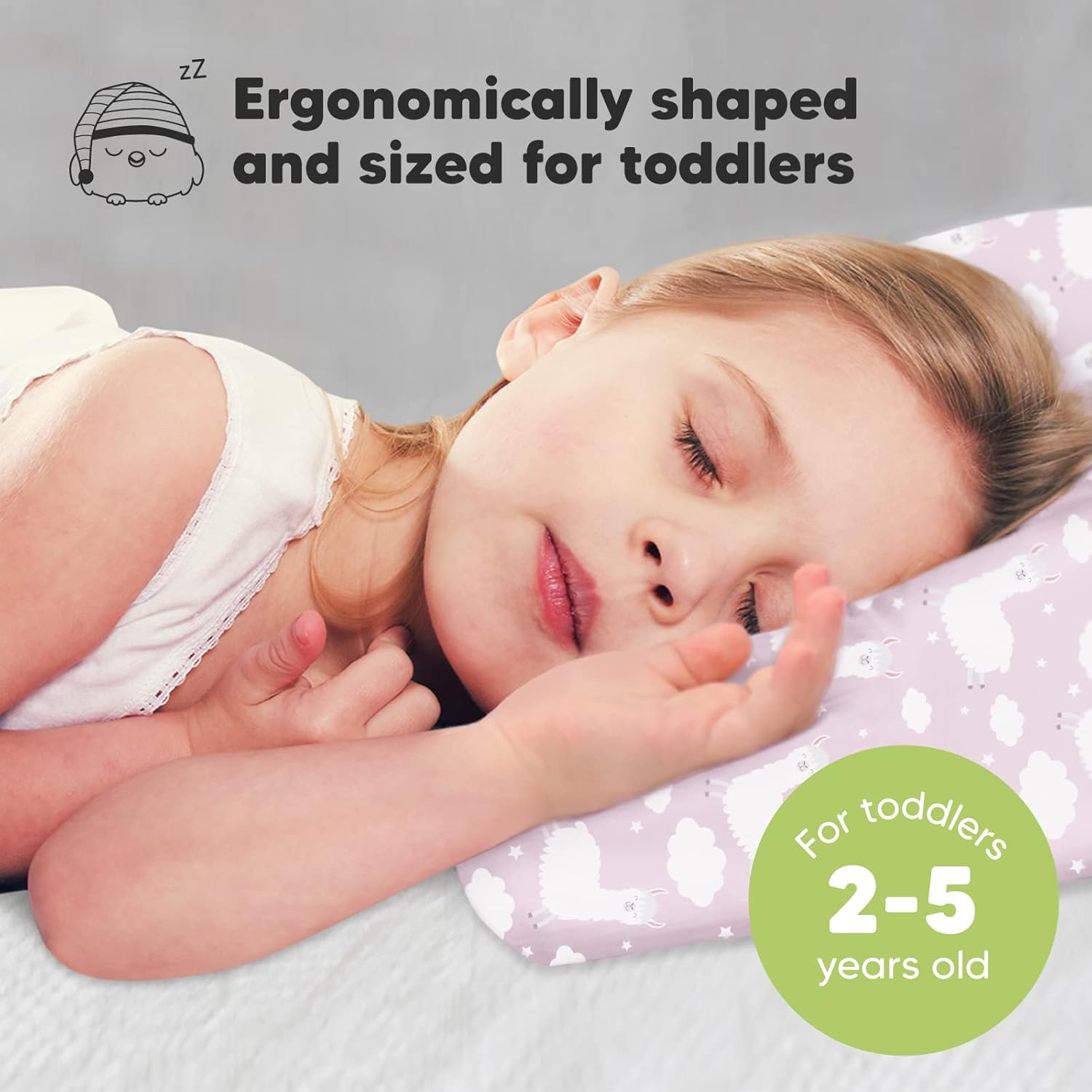 My Little Dreamy Toddler Pillow - 13x18 Organic Cotton Travel Pillowcase | Soft, Breathable & Machine Washable for Ages 2-5 (Alpacas)
