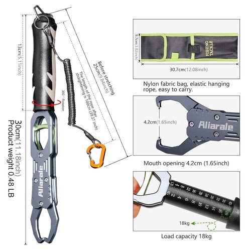 **Fish Lip Gripper | Professional Aluminium Alloy Fish Holder with 40 lb Weight Scale & 360° Rotation**